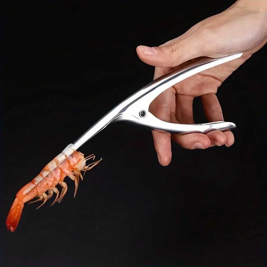 Stainless Steel Shrimp Deveined Device - Ergonomic Fishbone Design，Easy Shell Removal，Kitchen Seafood Preparation Gadget NONE