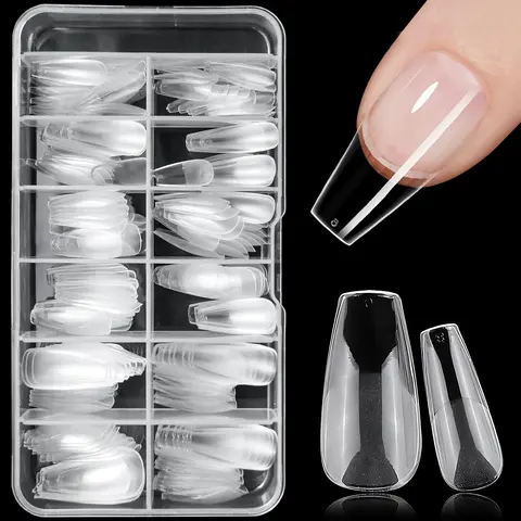 Ballerina Shaped Clear Nail Tips, 240pcs/box Full Cover Press on Nails, Acrylic Nails Tips, Elegant Stick on Nails Kit, Manicure Accessories, Nail Extension, Diy Nail Art