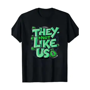 Glow in The Dark Novelty Graphic Tee - Funny "They Not Like Us" Neon Design on Soft Cotton, Black Crew Neck Regular Fit for Men - Perfect for Halloween, Rave Parties, Concerts & Unique Casual Gifts