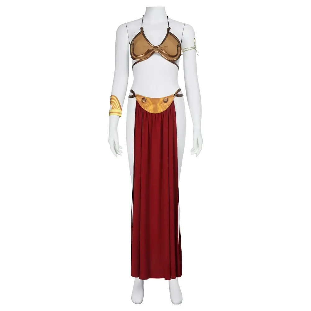 Princess Leia Red Bikini Skirt Set with Armlet and Wristband for Women Cosplay Costume