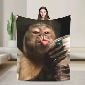 Funny Monkey Cartoon Accessories Blanket Warm Cozy Fluffy  Throw Blankets for Bed 50x60 Inches Multi-size Throws And Blankets