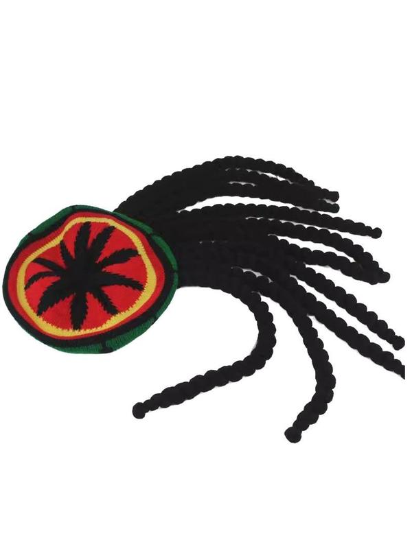 1pc Jamaican Rasta Hat with Black Dreadlocks Braids | Party Costume Wig Accessory 1pc Jamaican Rasta Hat with Black Dreadlocks Braids | Party Costume Wig Accessory