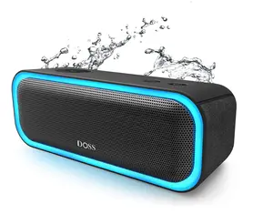 DOSS SoundBox Pro Bluetooth Speaker with 20W Stereo Sound, Active Extra Bass, IPX6 Waterproof, Bluetooth 5.0, TWS Pairing, Multi-Colors Lights, 20 Hrs Playtime, Portable Speaker for Beach, Outdoor