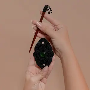 Black Beauty - Beaded Hair Barrette with Elegant Design - Handmade by Mexican Artisans - Mother Sierra