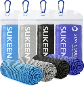 Sukeen 4 Pack Cooling Towels (40"X12"), Cooling Neck Wraps, Ice Towel, Soft Breathable Chilly Towel,Microfiber Towel for Yoga,Sport,Running,Gym,Workout,Camping,Fitness,Workout & More Activities