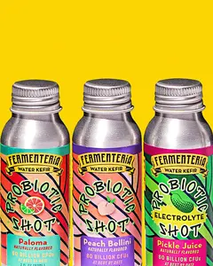 Water Kefir 60 Billion CFU Probiotic Shot - 6 pack Beverage Fruit Soda Drinks