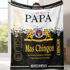 Papa Mas Chingon Throw Blanket, Funny Novelty Gift for Mexican Dad, Ultra Soft Fleece Flannel Plush Blanket, Cozy Warm Comfort Cover for Couch Bed Sofa Bedroom, Perfect Birthday & Holiday Present for Fathers