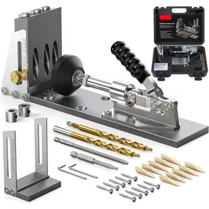 Pocket Hole Jig, Professional Adjustable Pocket Screw Jig for  Joints, Versatile Drill Guide Jig for Materials 1/2" to 3 1/8" Thickness with Storage Case