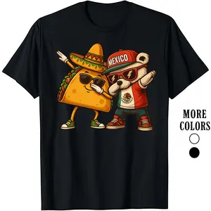 Fashion Designer T-Shirts - Cotton Graphic Tees with Taco & Bear Dabbing Tee,Crewneck,Casual,Ideal for Everyday Wear, Tropical Men's Gifts clothes streetwear gift  all Menswear Top Birthday Fabric Father Knitted
