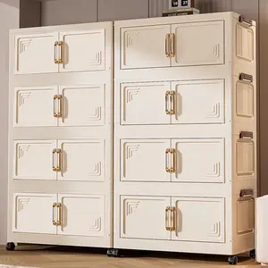 Thick Foldable Storage Cabinet, Living Room Snack Toy Mobile Display Cabinet, Bedroom Clothing Moisture-Proof Storage Organizer, Folding Storage Cabinet