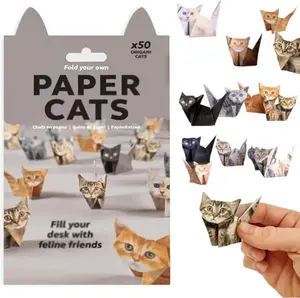DIY Paper Cats and Dogs Origami Kit 50 Sheets 3D Folding Craft Set Fun Relaxing Handicraft Activity Cute Desk Decoration Perfect Gift for Kids Adults Pet Lovers