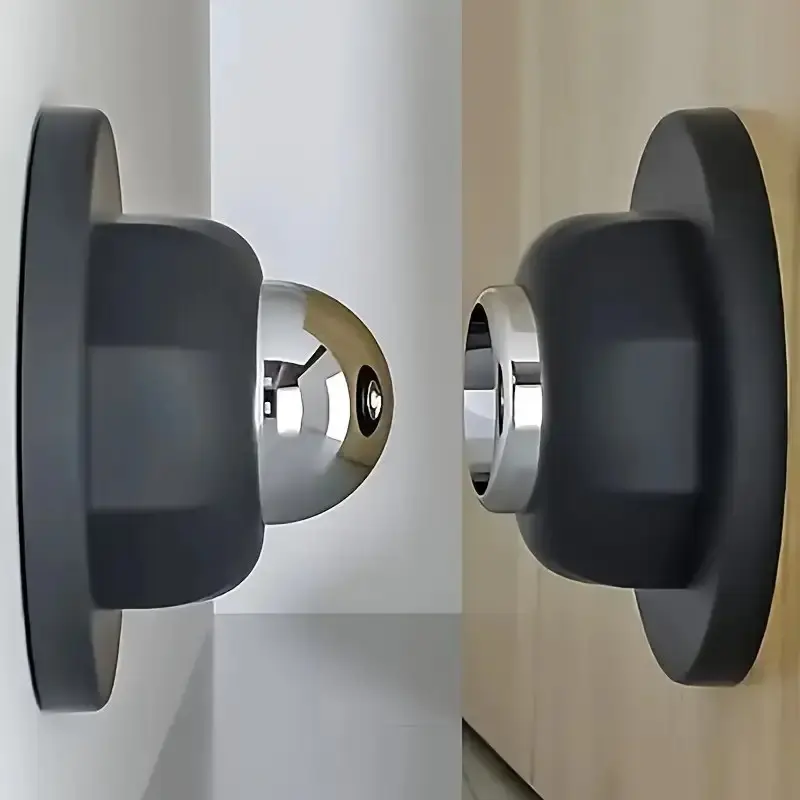 2 PCS Magnetic Silicone Door Stoppers + 8 PCS Screws, Punch-Free Stainless Steel Anti-Collision Door Catch, Door Hardware for Home & Office