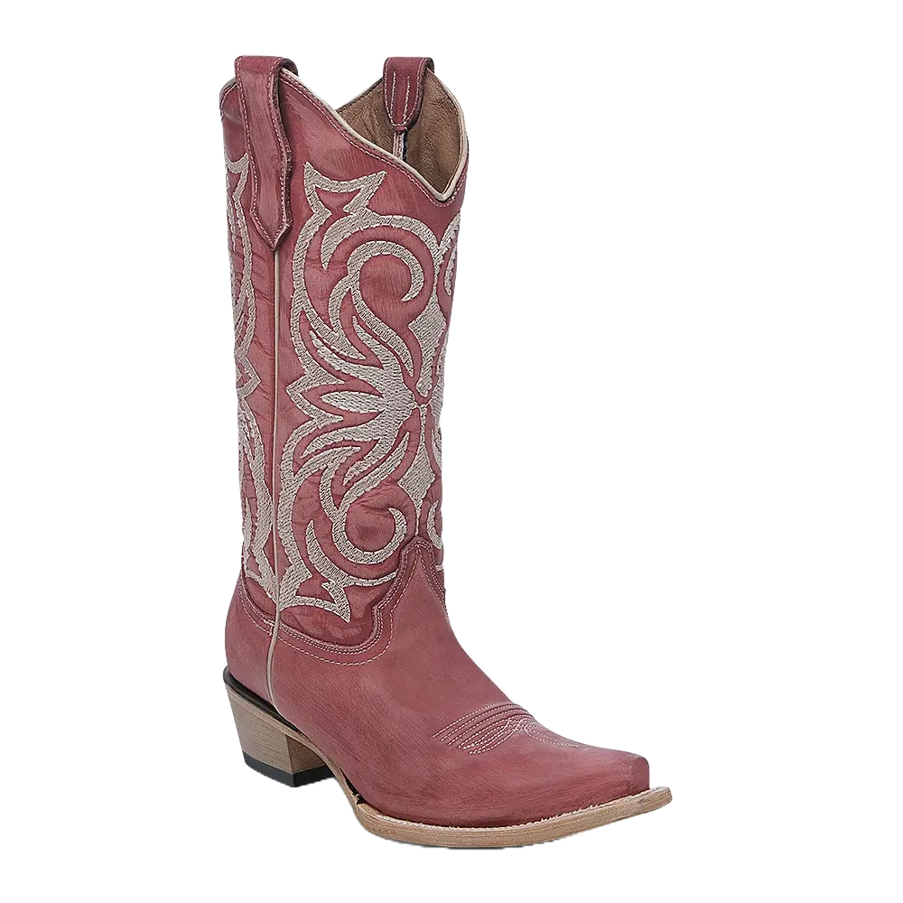 Circle G by Corral Ladies Embroidered Deep Red Western Boot L6271