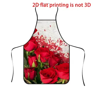 Valentine's Day Background Rose Flower Print Apron, Durable Cooking Apron for Bakers, Cake Decorators, BBQ Enthusiasts, Gardeners, Artists