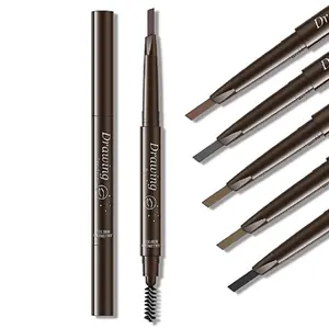 2-Pack Retractable Eyebrow Pencil with Slant Tip and Brush - Waterproof Double-End Brow Makeup TIKA