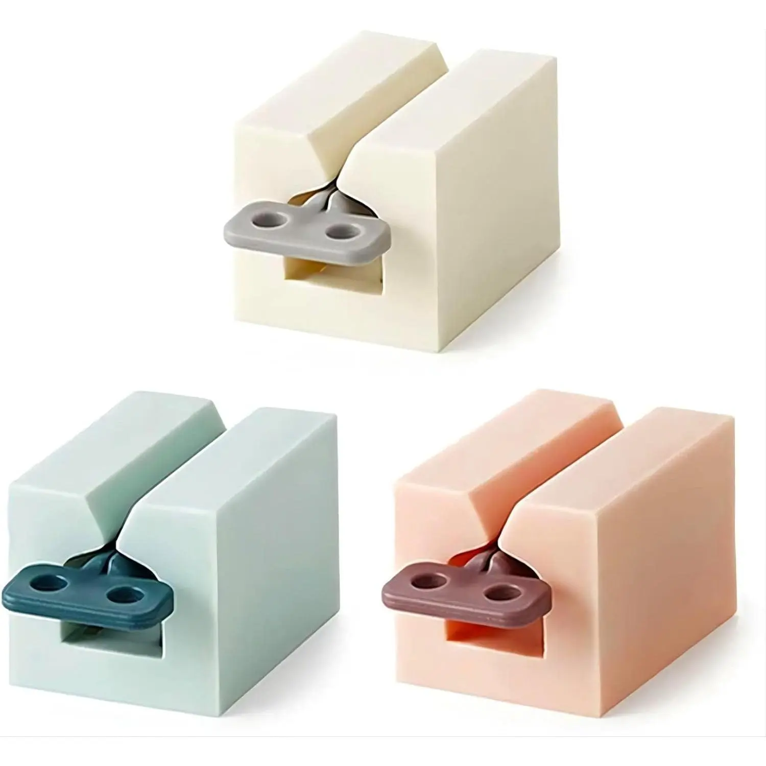 3PCS Toothpaste Squeezer, Rolling Tube Toothpaste Squeezer with Frosted Handles Toothpaste Holder Stand Bathroom Organizer,Saves Toothpaste and Creams (Pink + White + Light Blue)