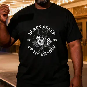 BLACK SHEEP OF MY FAMILY Cotton T-shirt Skeleton Print Men's T-shirt streetwear casual
