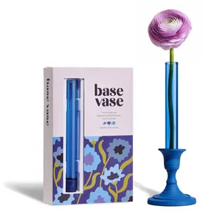 Base Vase 3-Pack (Blue) - The Original Bud Vase That Fits in Taper Candle Holders | Create Floral Arrangements for Tablescapes, Centerpieces, Weddings and Home Decor