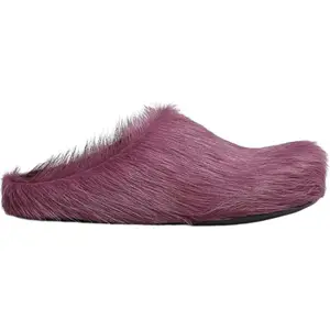 Marni Long Hair Calfskin Fussbett Sabot Mule Camellia