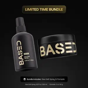 BASED Wave & Style Duo | Sea Salt Spray + Pomade | Beachy Texture & Medium Hold | Non-Toxic, High Performance | Limited Time Bundle