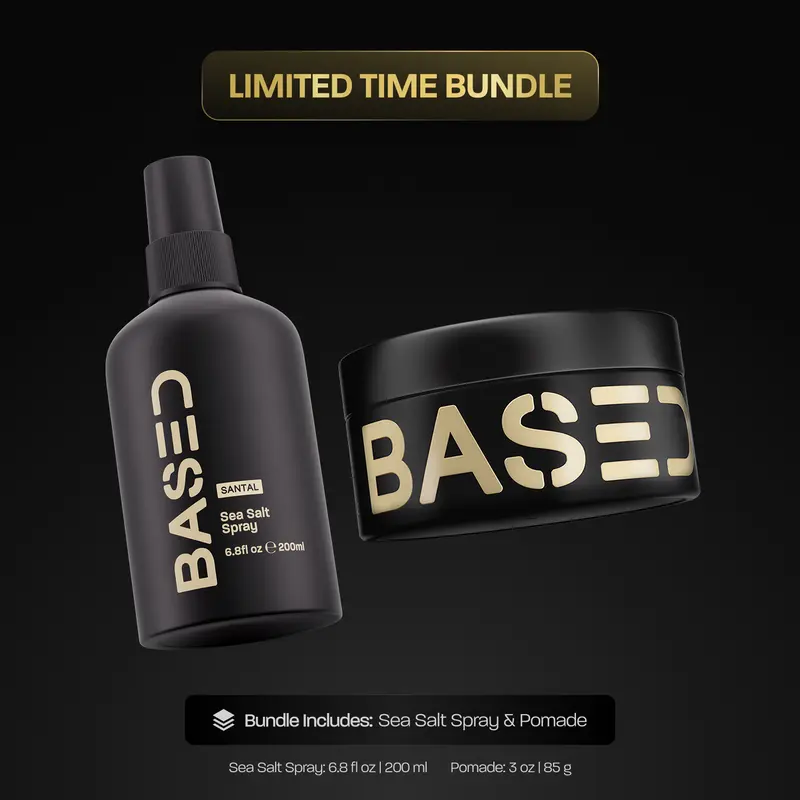 BASED Wave & Style Duo | Sea Salt Spray + Pomade | Beachy Texture & Medium Hold | Non-Toxic, High Performance | Limited Time Bundle