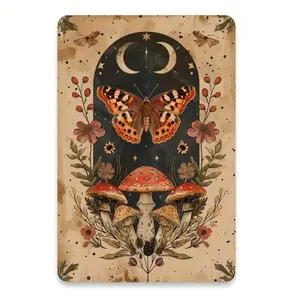 Vintage Butterfly Metal Tin Sign - Rustic Wall Art for Home Decor