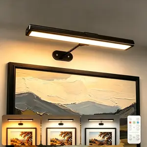 USB Rechargeable Wall-Mounted Picture Light, Wireless Remote, 16-Inch Adjustable LED Art Display Lamp, 3 Color Temperatures, Ideal for Gallery, Living Room, Bedroom, Hallway, Home Decor Lighting, Adjustable Lights