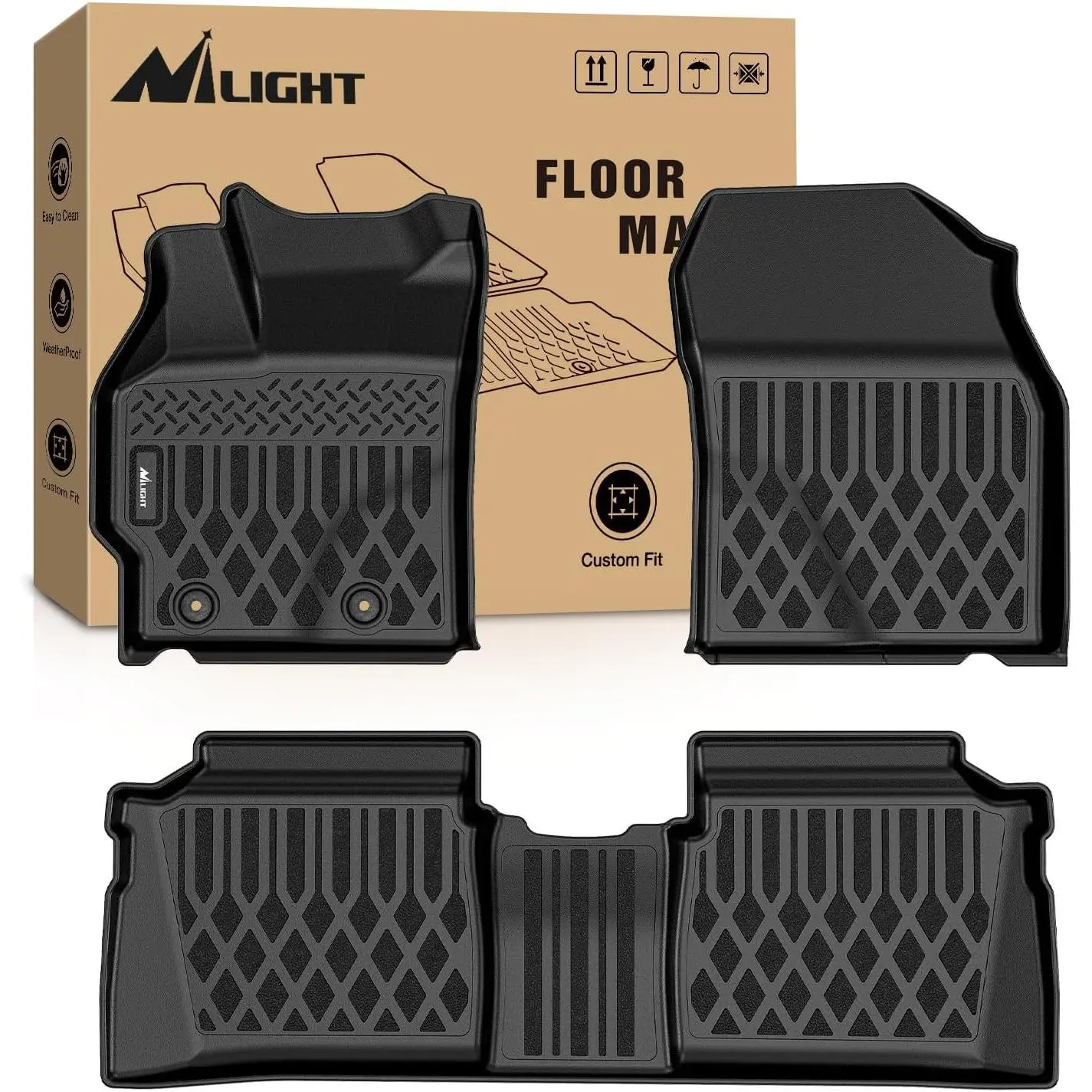 Nilight TPE Floor Mats - Custom-Fit, All-Weather, Heavy-Duty Liners for Toyota Prius Hybrid 2012-2015, Car Accessories, Floor Protection Solutions