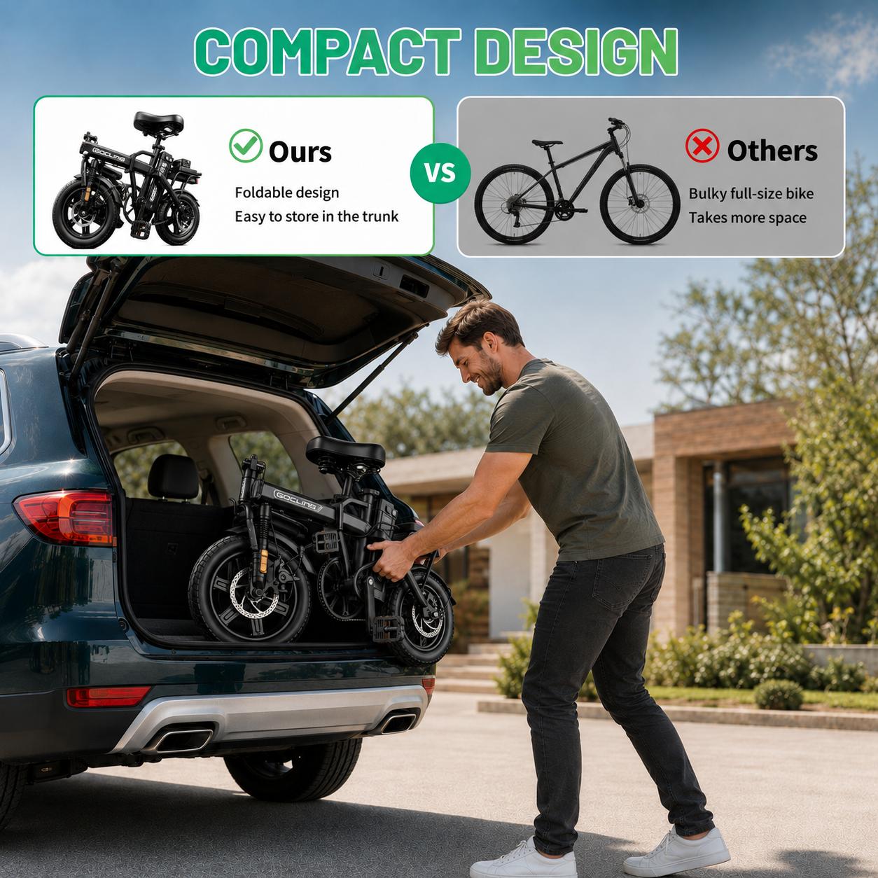 Adult Fit Foldable All-Terrain Electric Bike - 1000W Motor, 19MPH Top Speed, 48V Detachable Battery, Dual Disc Brakes, Long-Lasting Seat, Compact Commuter Ebike, LED Lights, Anti-Explosion Tires, Practical for E-Biking sohochic