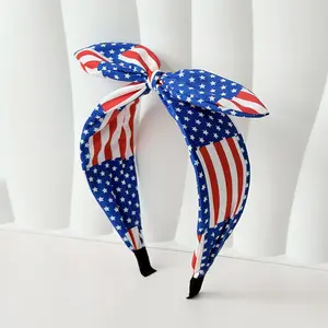 4th of July Hair Accessories Set – USA Flag Headband Bow Clip & Ribbon Scrunchie Patriotic Hair Set for Women Girls Independence Day Outfit