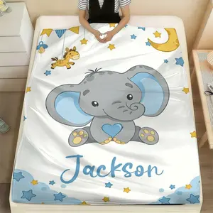 Custom Baby Elephant Blanket | Personalized with Your Child/Son/Girls Name | Cute Cartoon Elephant Nursery Decor | Soft Blanket for Birthday Gift for Kids boyfriend, girlfriend. Send your custom text via shop chat to personalize