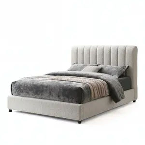 Traverso Contemporary White Boucle Eastern King Platform Bed