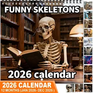 2026 Skull Theme Wall Calendar, 12 Months Colorful Illustrations, 7.9in X 7.9in Perfect Compact Size, Cute Fun Skull Art Decor Gift