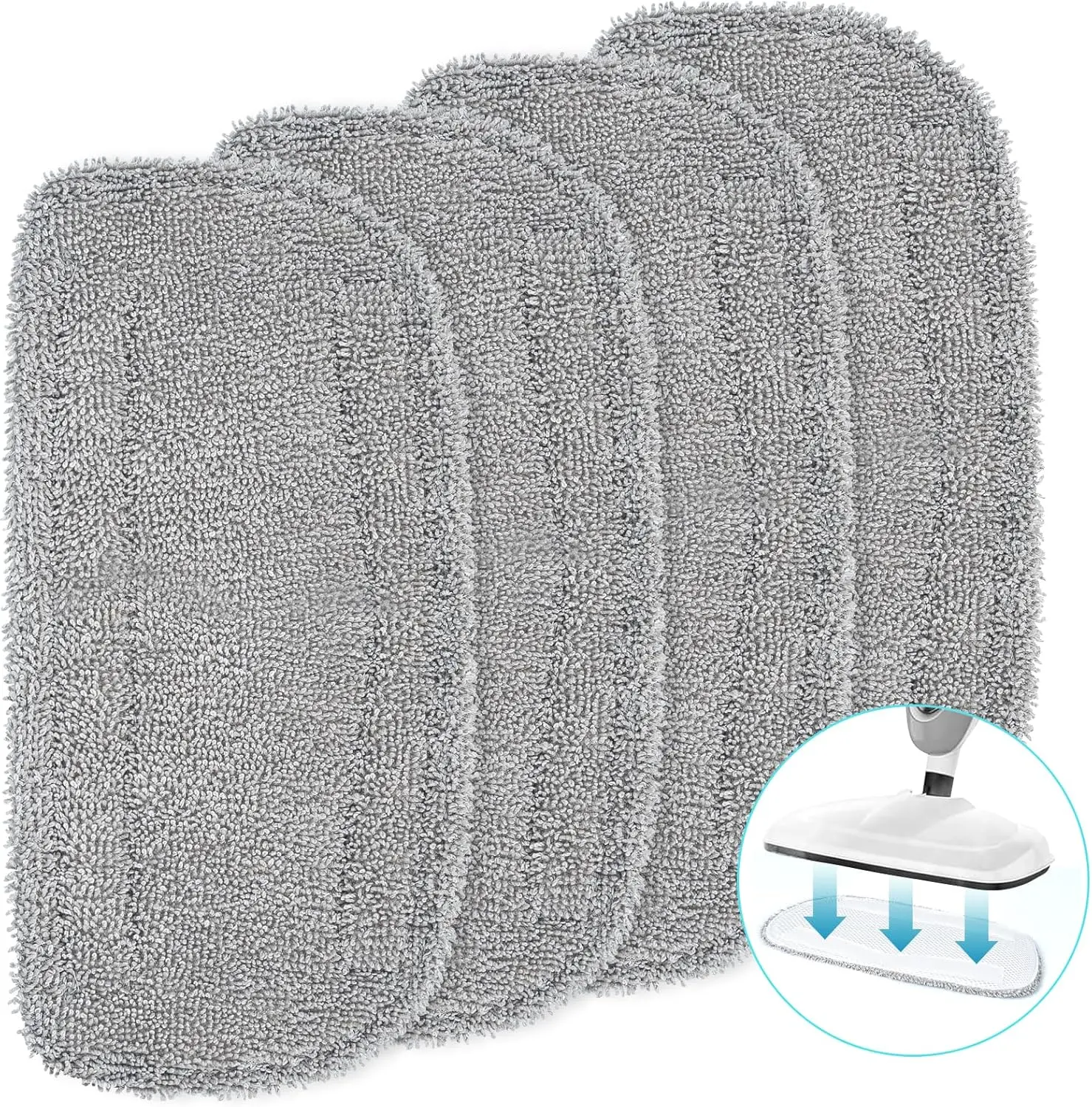 4 Pcs Microfiber Steam Mop Replacement Pads - Washable, Reusable Refills for Kitchen Floor Cleaning, Housekeeping Tools Accessory, Wet Mop Pads, Floor Cleaner For Mopping