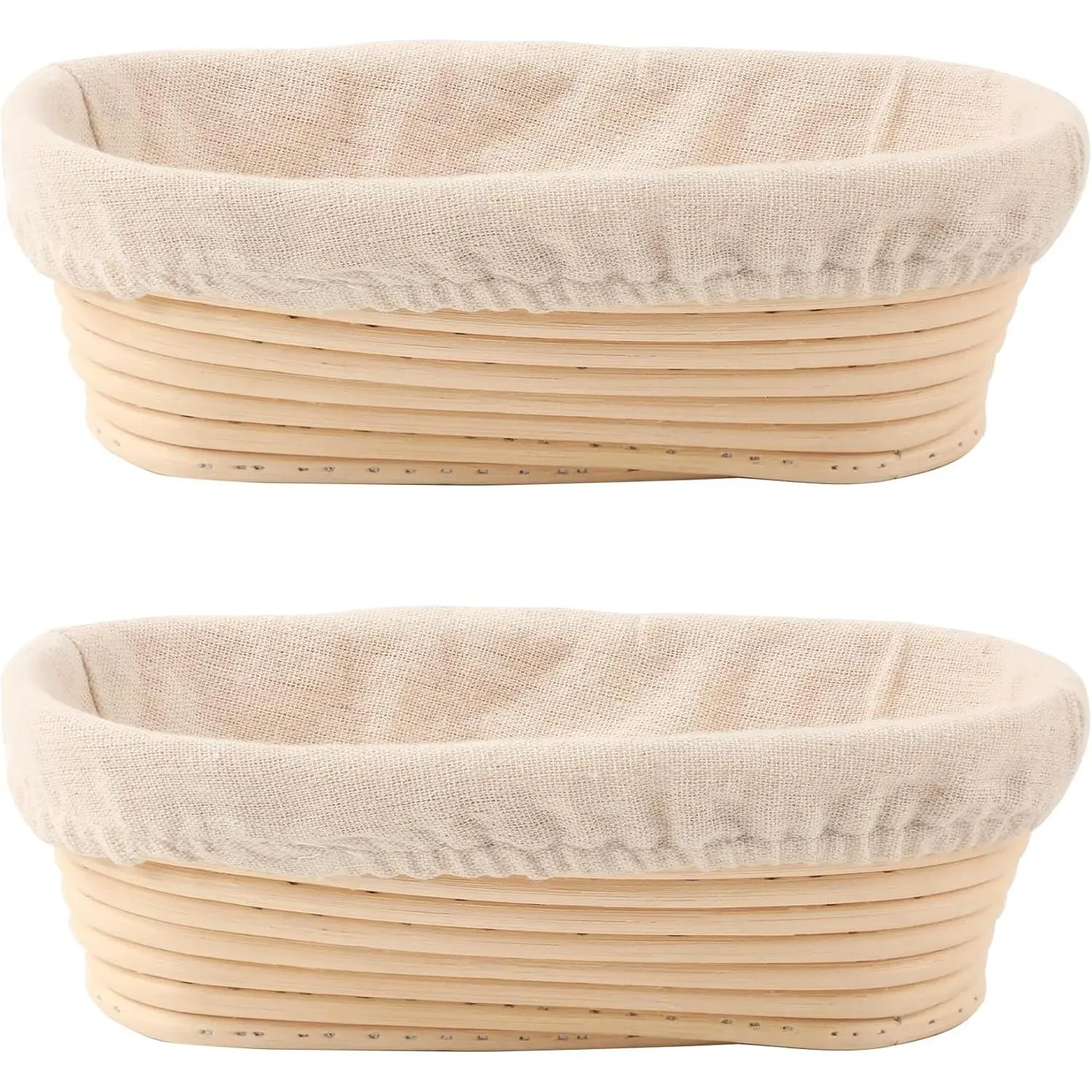 Bread Proofing Baskets Set of 2 10 inch Oval Shaped Dough Proofing Bowls w/Liners Perfect for Professional & Home Sourdough Bread Baking