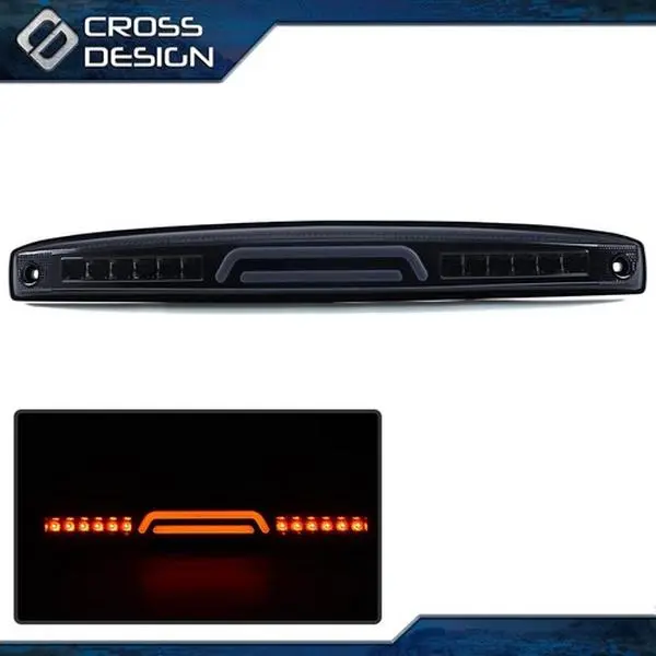 CROSSDESIGN Smoked 3D LED Rear Center Tailgate Brake Lamp - Fit for 2003-2006 Dodge Ram Trucks, With Included LED Backlights