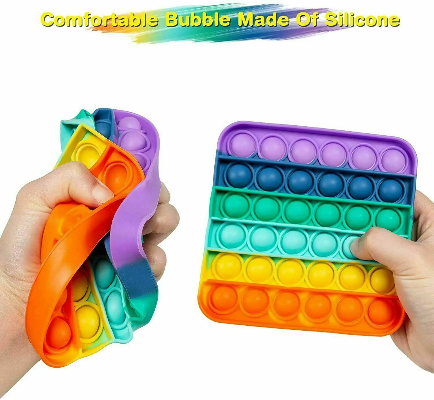 Colorful Push Pop Bubble Fidget Toy Sensory Stress Relief Square