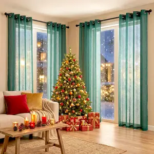 Window Wear 4 Panels 52x95inch 540D mesh straight stripe curtains with loops at the top, soft and light-transmitting, suitable for bedrooms and living rooms, 130 GSM. FT6666
