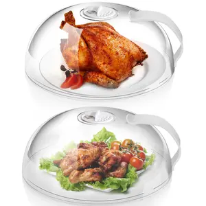 BPA-Free Clear Microwave Splatter Cover - Safe Plastic Splash Guard with Handle, Kitchen Essential for Dishes/Bowls/Plates Glass Oven Utensils Handy