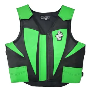 EPT Bull Riding Vest v3.0- Black & Lime Green Leather EPT Brand - Adult Sizes: Small to X-Large