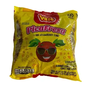 Vero Pica Fresa 100ct Bag - Strawberry Gummy Coated Chili & Sugar Candies, 100 Pieces per Bag