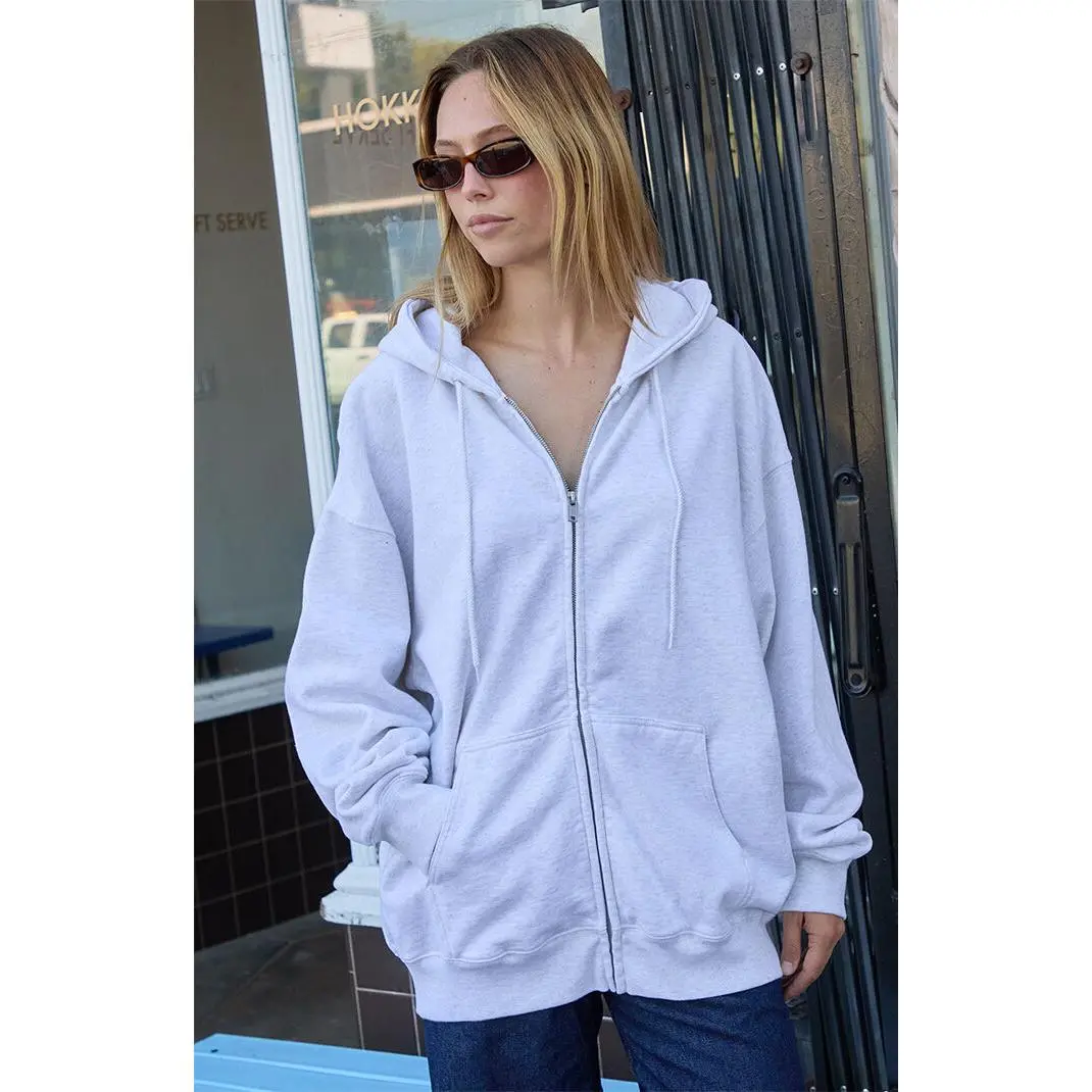 John Galt Women's Melange Christy Zip Up Oversized Hoodie