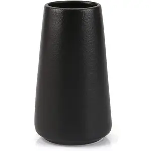 Simple Vase for Flowers Plants, Matte Vases for Modern Table Shelf Home Decor Wedding Boho Decor, 6" H Frosted Elegant Ceramic Vase for Pampas Grass Fluffy Stem Bouquet Lavender Flowers (Black, 1)