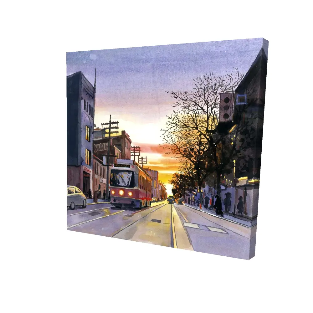 360 Stand 24x24 in. High Def Toronto Blue Sunset Cityscape Wall Art - High Def Print, Artistic Landscape Poster, Home Decor Supplies for Room Decoration, Artwork, Landscape Wall Arts, Sunset Skyline, One-Piece