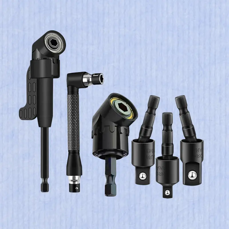 6Pcs Flexible Drill Bit Extension Set with Strong Magnetic Bit Holder, 105° & 360° Right Angle Drill Adapter, Rotatable Screwdriver Bits, for Tight Spaces
