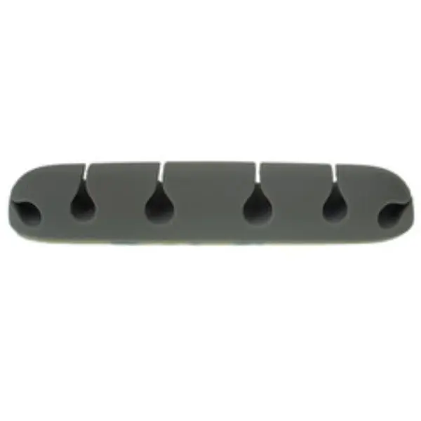 Cable Wholesale 30CM-10002 6 Slot Silicone Desktop Cable Organizer with Adhesive Backing - Gray