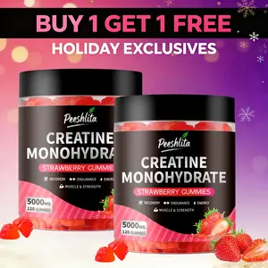 BUY 1 GET 1 FREE | Peeshlita CORE Creatine Monohydrate Gummies - 5000mg 120 Count Strawberry Flavor, Sugar-Free Pre-Workout Supplement