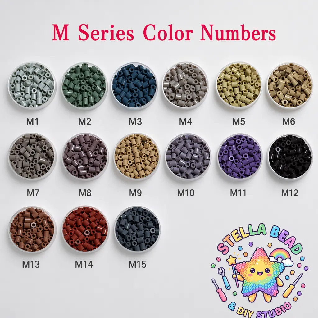 Stellabead 2.6mm Fuse Beads M Series Vintage Morandi Colors Refill Pack - 4000/10,000 Beads Per Color, 15 Color Options for DIY Crafts & Pixel Art Projects