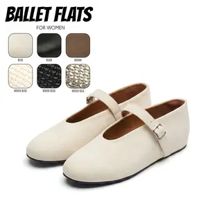Ballet Flats for Women Round Toe Suede Material Mary Jane Shoes Adjustable Buckle Summer Gifts Slip on Work Party Casual Outings Ballerina Shoes Spring Sandals