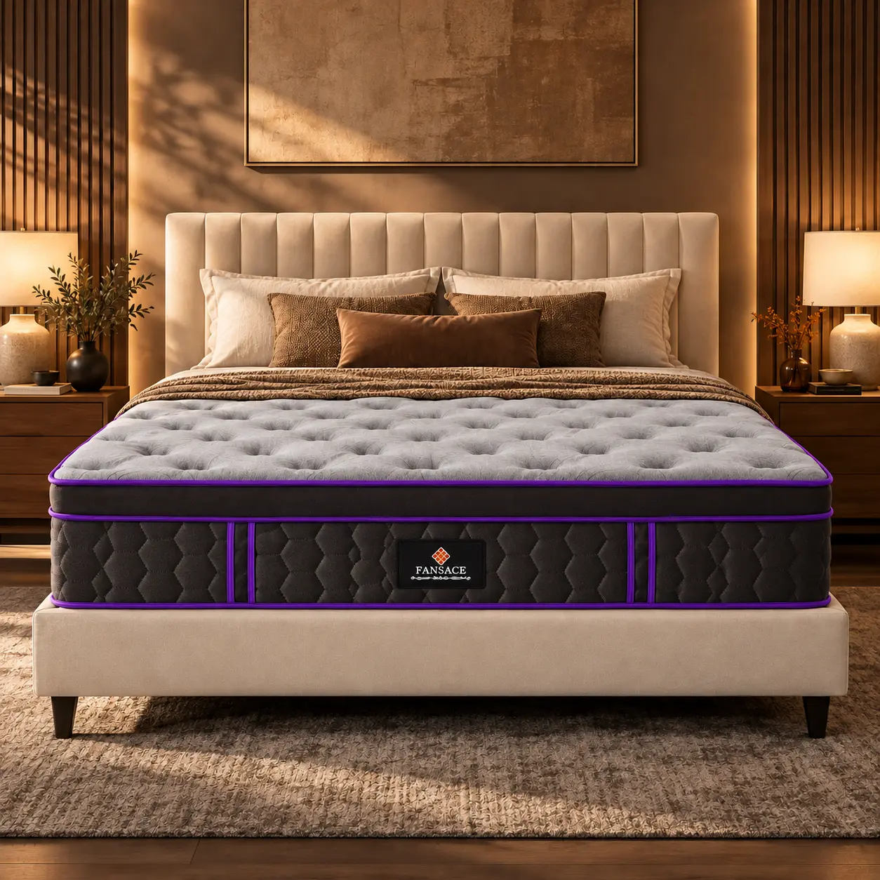 【Premium 16-Inch】FANSACE 16 inch Queen/King Size Luxury Hybrid Mattress in a Box,Fiberglass-Free,CertiPUR-US Certified,Cooling Gel Memory Foam,Pocket Spring Support, Medium Firm, Strong Edge Support, Breathable Comfort Premium Memory Foam